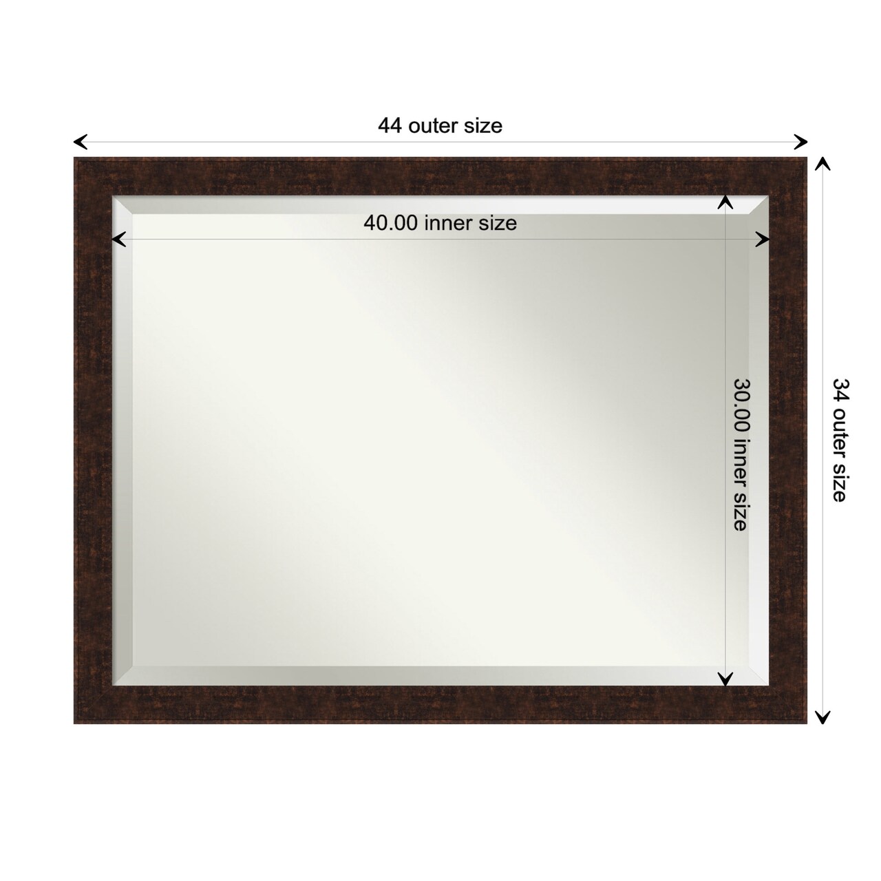 Beveled Bathroom Wall Mirror, William Mottled Bronze Narrow Frame